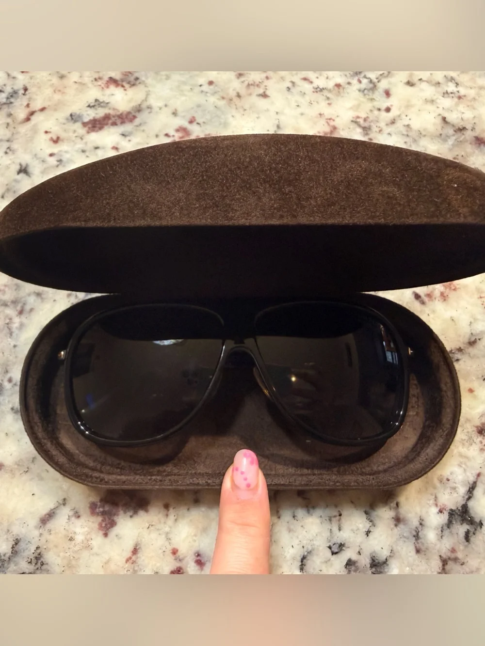 Tom Ford Black Oversized Aviator Sunglasses
